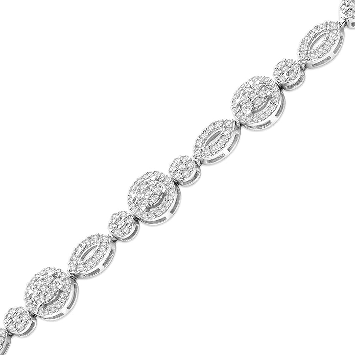 Jewels Lab Grown Diamonds (0.76 Ct) Cluster Marquise Halo Adjustable Chain Bracelet | 925 Sterling Silver| SI Clarity E-F Color | SGL Certified | Fine Jewellery | Gifts for Women & Girls