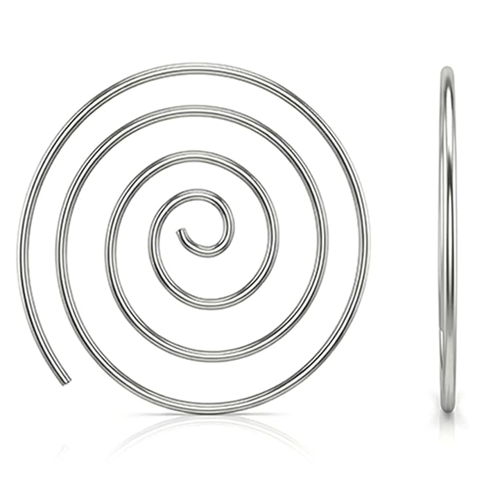 TRUESILVER ACPL 925 Sterling Silver Jewellery Elegant Threader & Pull Through Drop Hoop Earrings for Women