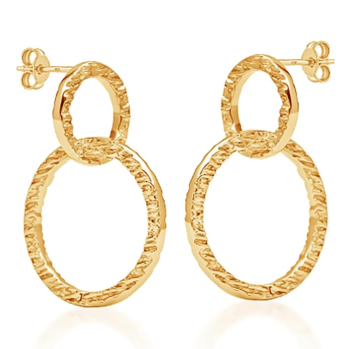 TRUESILVER ACPL 925 Sterling Silver Double Circle Drop Earrings for Women