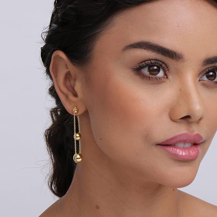 TRUESILVER ACPL 925 Sterling Silver BIS Hallmarked Beaded Drop Earrings for Women & Girls | Elegant Dangle Earrings | Stylish Everyday & Gift Jewelry