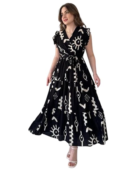 Modestouze Attires Dress for Women Western Maxi Style, Indo Western Dresses, One Piece Long Gown, A Line Flared Pattern, Ethnic Look Outfit for Women