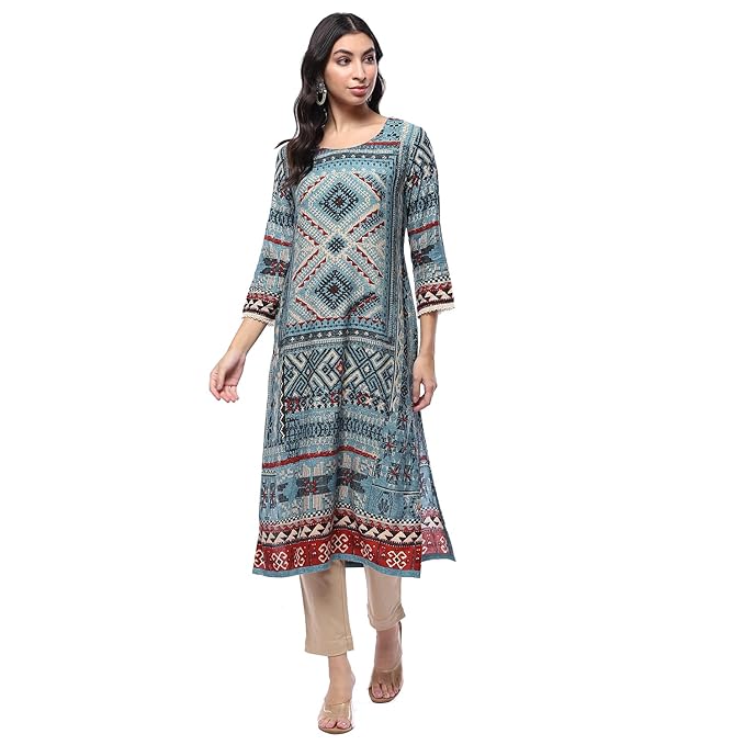BIBA Women Geometric Printed Straight Kurta