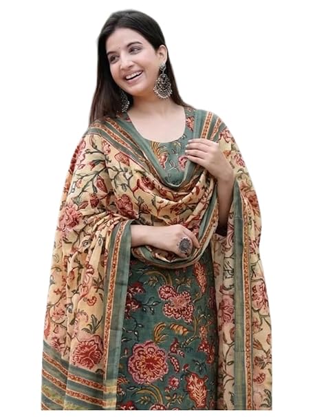 ANNI Designer Women’s Rayon Blend Printed Straight Kurta with Pant & Dupatta | Three Piece Ethnic Set | Comfortable Traditional for Office, Daily & Festive Use