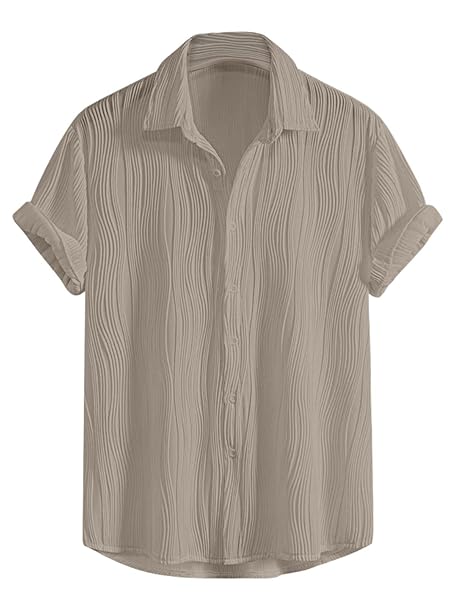 GRECIILOOKS Men Cotton Shirt | Casual Shirt | Stylish Shirt | Textu Shirt | Regular Fit | Formal Shirt | Solid Slim Fit