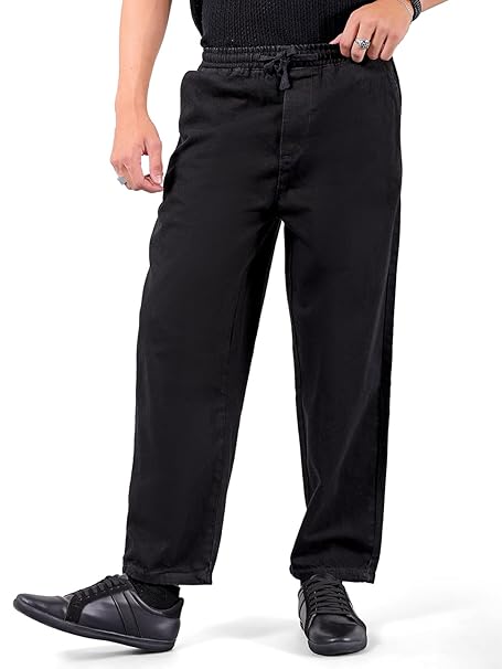 The Indian Garage Co Men Bootcut Loose Fit Solid Mid-Rise Denim Joggers