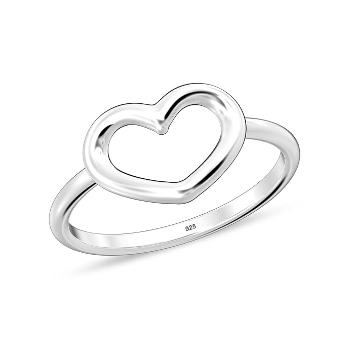 TRUESILVER ACPL 925 Sterling Silver Rings Lightweight High Polish Love Open Heart Joran Ring for Women Wedding Engagement Statement Jewelry