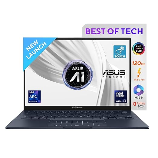 ASUS Zenbook 14, Smartchoice, Intel Core Ultra 5 Series 2,16GB RAM,1TB SSD,3K OLED 14", Touchscreen, Win 11, Office Home 2024,Blue, 1.28kg, UX3405CA-PZ162WS, Intel Arc iGPU, M365 Basic (1Year)* Laptop