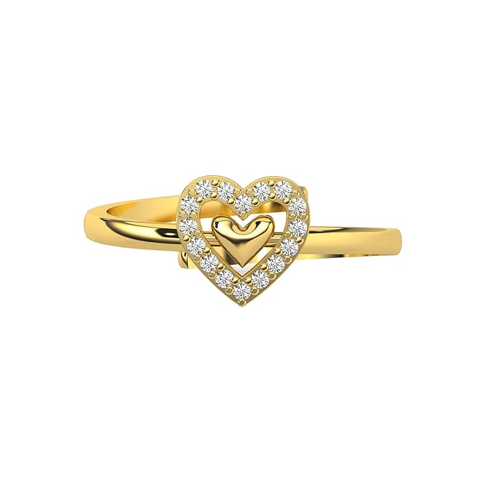 925 Sterling Silver Heart Adjustable Ring for Women with White Cubic Zirconia | Hypoallergenic Open Finger Ring Design | Elegant Sterling Silver Jewellery for Everyday Wear