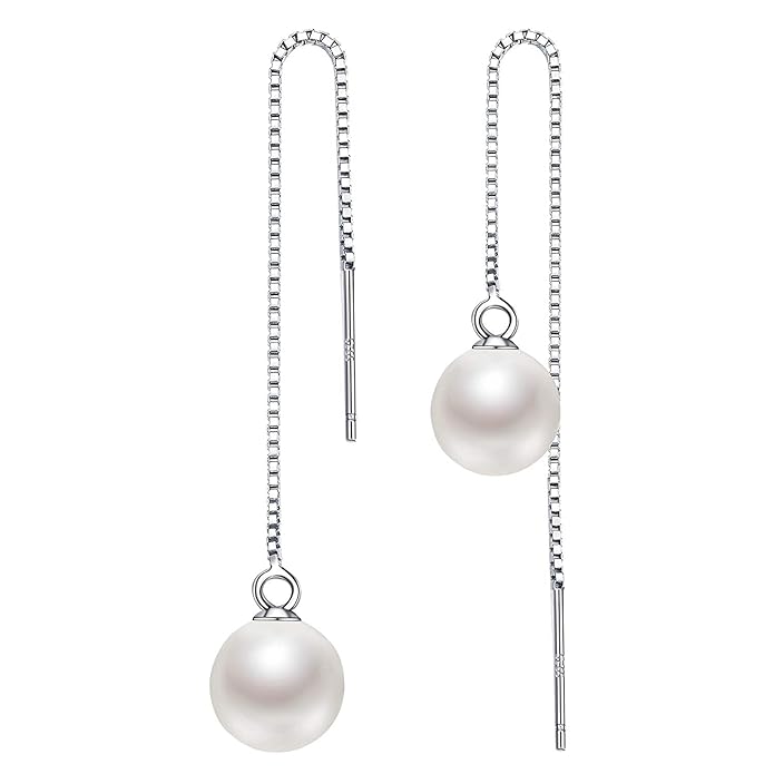 Nilu's Collection Cream Pearl Tassel Long Drop Earrings| Light weight | Charming for Women/Girls