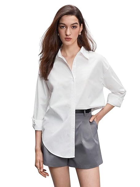 Aahwan Solid Polyrayon Button Up Drop Shoulder Casual Long Sleeve Shirt for Women's & Girl's