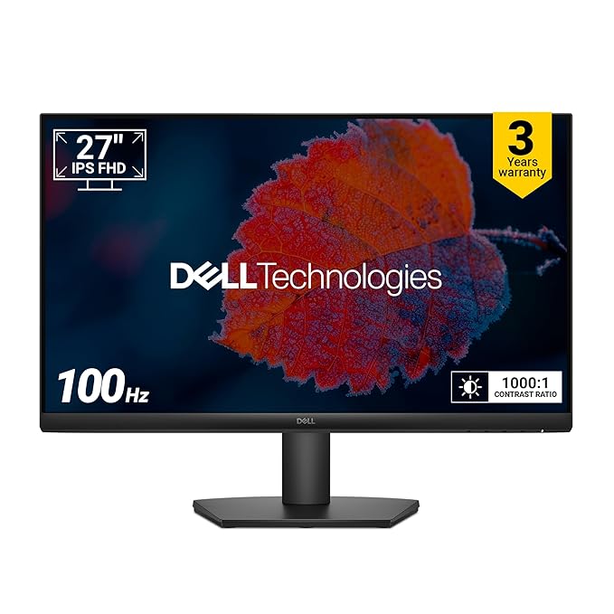 Dell SE2725HM 27"/68.58 cm FHD Monitor, Ultra-Thin Bezels, 100Hz IPS Panel, 5 ms Response, Contrast 1000:1, Tilt Adjust, HDMI, VGA, Warranty 3 Years, Comfortview Plus, TÜV Rheinland 3-Star Eye Comfort
