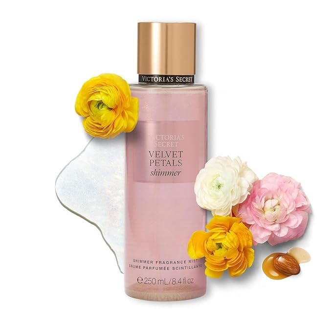Victoria's Secret Velvet Petals Shimmer Body Mist for Women 250ml (8.4 oz) | Fragrance Spray with Almond Glaze & Floral Notes | Long Lasting Perfume Mist | Hydrating Body Splash with Shimmer Glow | Daily Wear Sweet Scent for Women