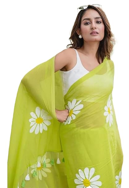 Yashika Women's Georgette Floral Printed Saree With Unstitched Blouse Piece |saree for Women | New Sari | Latest Saree