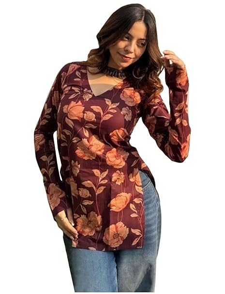 ANNI Designer Short Kurti for Women Latest | Printed Ethnic Top for Woman | Stylish Short Kurtas | Kurti Tops | Indo Western Jeans Styling | Single Casual Design