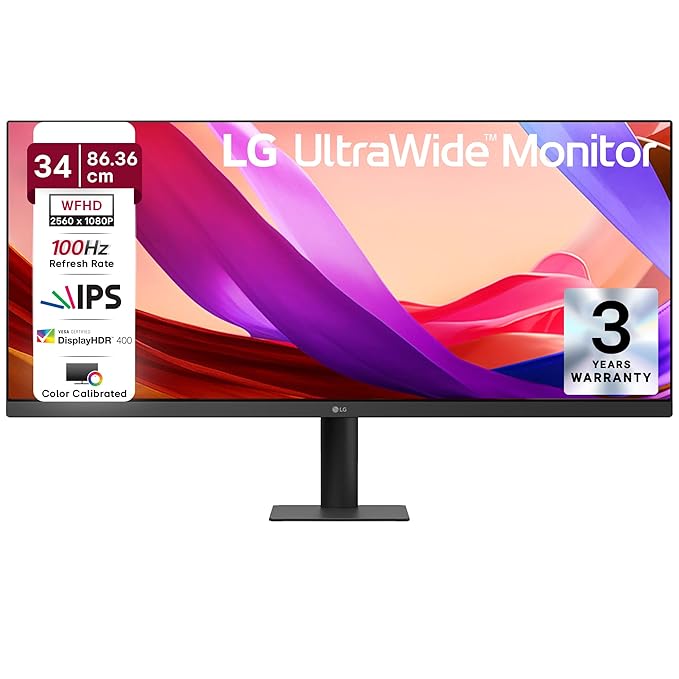 LG 34U511A 86.36cm (34 Inch) UltraWide WFHD (2560x1080) IPS Monitor, Anti-Glare, sRGB 99%(Typ.), Reader Mode, HDR10, 3-Side Virtually Borderless, HDMI, DP, HP Out, Tilt Adjustment Slim Stand (Black)