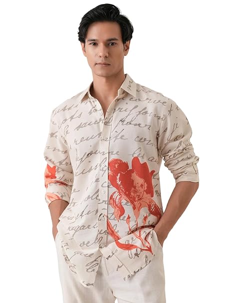 Pinkmint Men Printed Cotton Flex Shirt | Stylish Designer | Regular Fit Floral & Abstract Print Shirt for Men (Available in Plus Size)