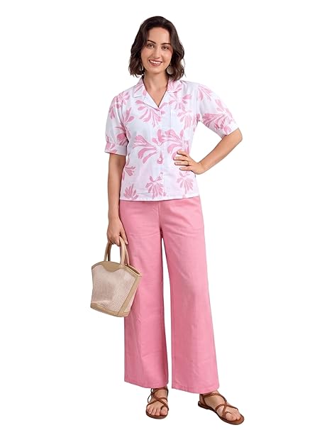 TOPLOT Printing Cotton Crop-Tops Set for Woman || Co ord Set for Women Stylish (5248)