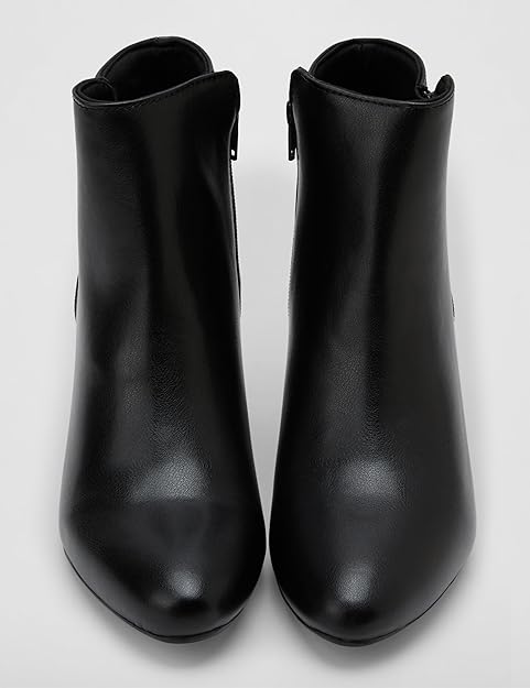 ELLE Women Pointed Toe Kitten Heel Ankle Boots With Side Zipper