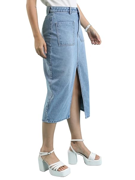 Tokyo Talkies Women's Straight Fit Straight Skirts| Mid-Rise| Women Skirt | Skirt for Women