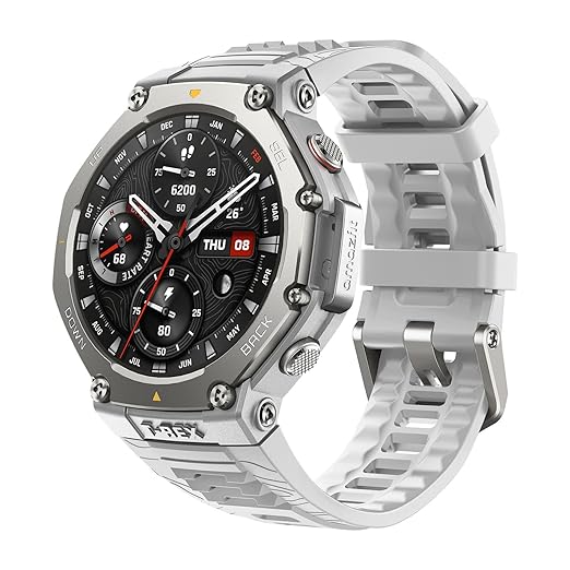 Amazfit T-Rex 3 Outdoor Rugged Military 48mm Smart Watch, Built in GPS, 27 Days Battery Life, Offline Maps, 2000 Nits Brightness, 10 ATM Water Resistance, AI Coach, for iOS & Android (Gray)