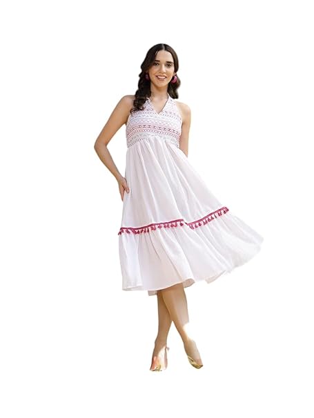 Stylum Women's Solid & Embroidered Italian Crepe Flared Dress