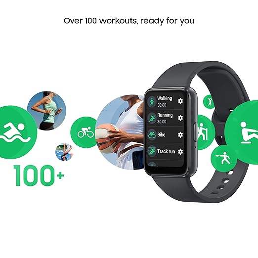 Samsung Galaxy Fit3 (Gray) | 4cm AMOLED Display | 13 Days Battery | 100+ Exercises | Media Control | Track Sleep | Track Your Workout