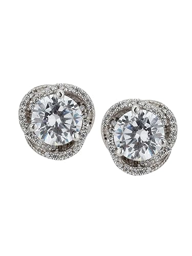 Carlton London Silver-Toned Rhodium-Plated CZ Studs