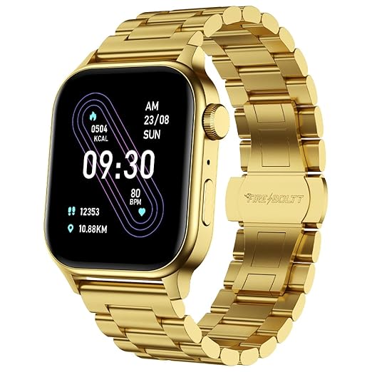 Fire-Boltt Rise Luxe Bluetooth Calling Smart Watch, 1.85”HD Display, AI Outfit Watch Face, 2 Looks in 1 Watch, Extra Straps at ₹99, 120+ Sports Modes, Metal Smartwatch for Men & Women (Gold)