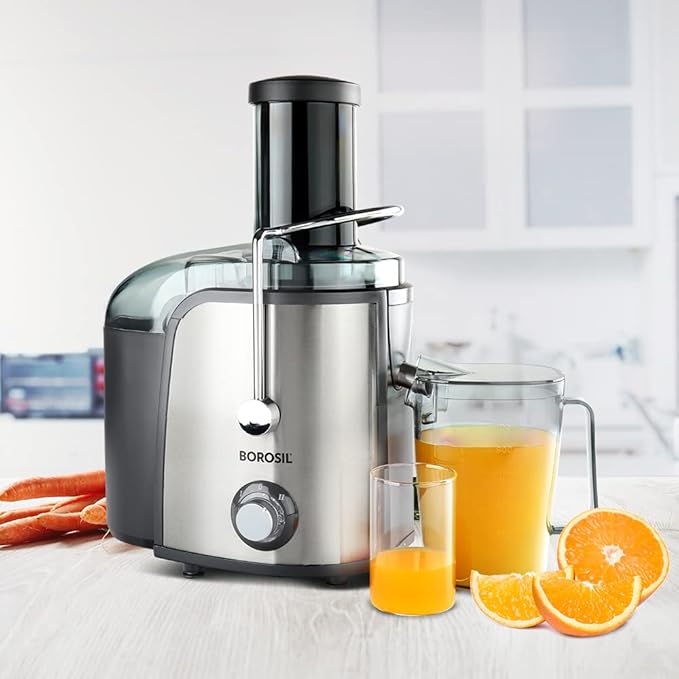 Borosil Primus Plus Juicer Mixer Grinder | Made in India | Centrifugal Juicing Technology | 2 Jars with Pulp Collector | 3 Speed & Pulse Function | Overload Protection | 2 Year Warranty