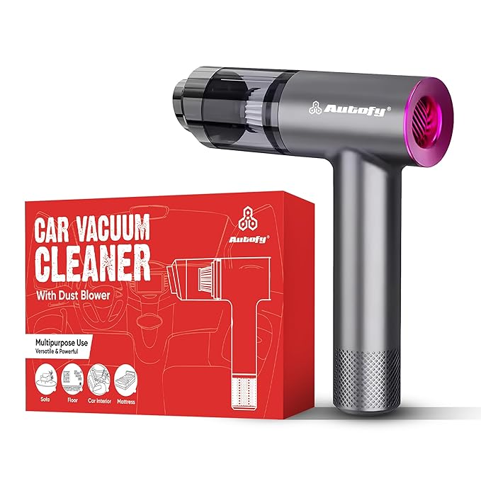 Autofy Storm 1 [4-in-1] Powerful & Fully Wireless Car Vacuum Cleaner Air Blower - 12000PA 2.5X More Suction Power - BLDC Long Life Motor - 2 Suction Speeds - 25 mins Runtime (24 Months Warranty)