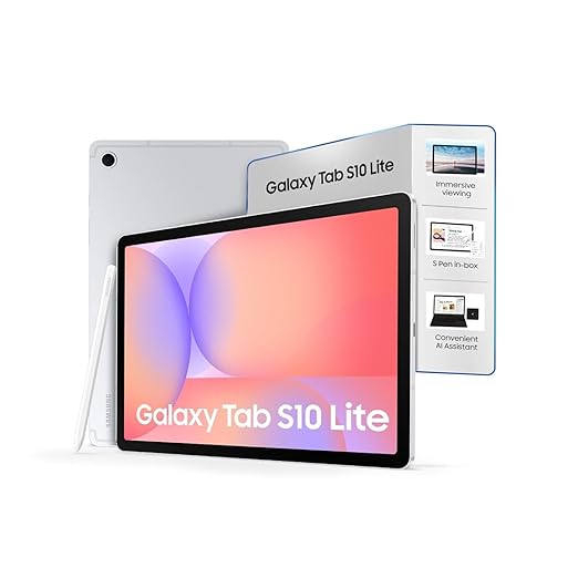 Samsung Galaxy Tab S10 Lite with AI [Smartchoice], S Pen in-Box, 27.7 cm (10.9 Inch) Display, Object Eraser, 90Hz Refresh Rate, IP42 Rating, 6GB RAM, 128GB Storage, Wi-Fi + 5G Tablet, Silver