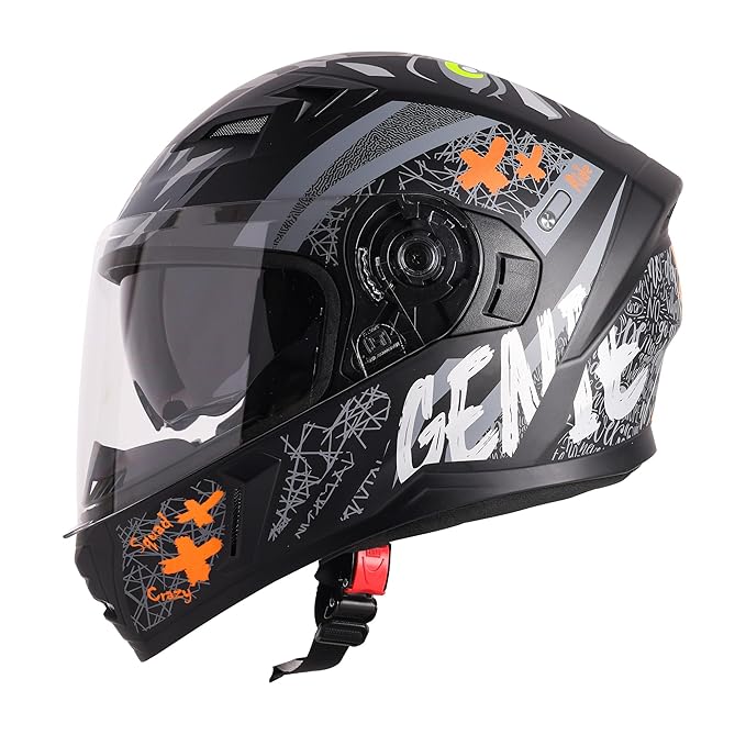 Steelbird SBA-21 Genie ISI Certified Full Face Graphic Helmet for Men and Women with Inner Smoke Sun Shield