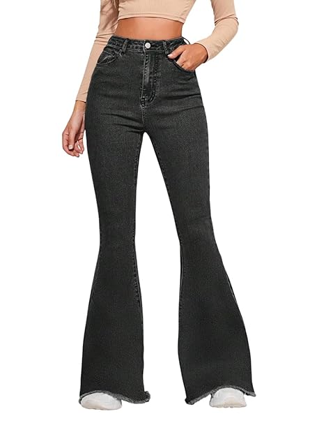 KOTTY Women's Bootcut Flare Jeans with Slim Fit Thigh and Wide Hem Design