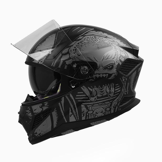 Steelbird SBH-25 Predator ISI Certified Full Face Graphic Helmet for Men and Women with Inner Smoke Sun Shield