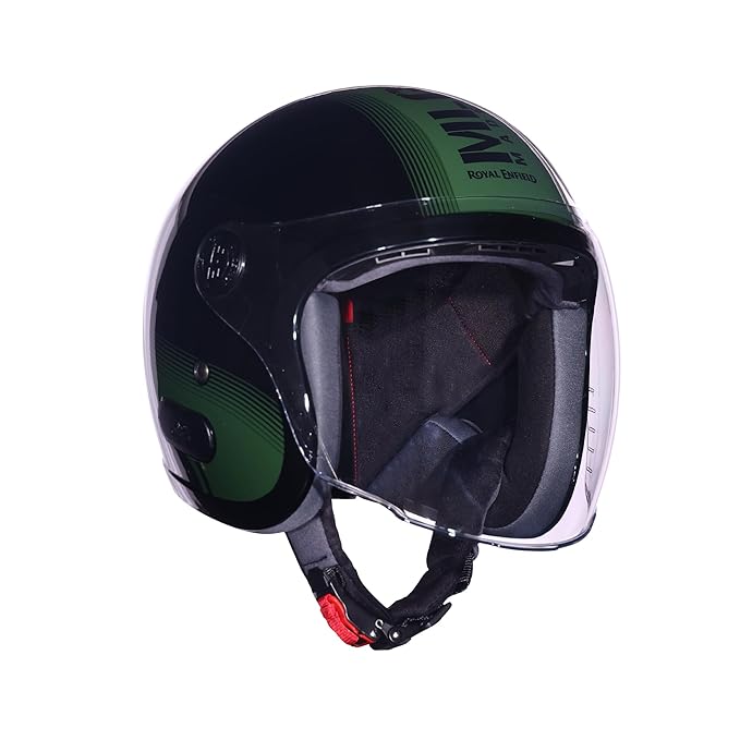 ROYAL ENFIELD REDDITCH Open Face MLG 1901 | ISI Certified | Shell Construction: Built with High Impact Grade ABS | High-Strength EPS Liner | Micrometric Lock | UV-Resistant PU Paints Olive L