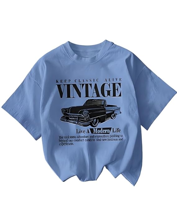 Jawdrobe Cotton Blend Oversized Fit Half Sleeve Printed Round Neck T-Shirt for Women | Aesthetic Summer Wear