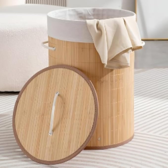 The Better Home | Laundry Baskets | Fabric | Multiple use cases for home organization | Foldable laundry bag for clothes| Basket with Lid | Large Capacity
