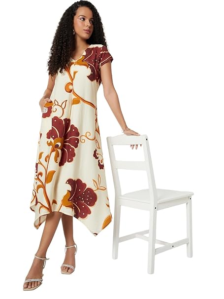 Max Women's Polyester A-Line Below The Knee Dress