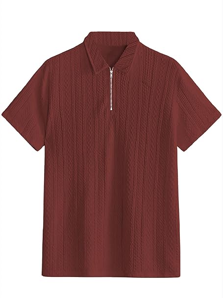 TAGDO Men's Chain Jacquard Polo T Shirt | Half Sleeve | Comfortable Fit Wear | Stylish Casual Look | Breathable Feel |Modern Style | Easy Movement | Everyday Wear (Polo)