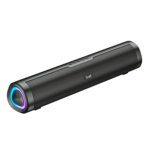 Boat Aavante 2.0 150, 2.0 CH, 16W Signature Sound, RGB LEDs, Dual Full-Range Drivers, Upto 5H Battery, TWS, Multi Ports, Bluetooth Sound bar, Home Theatre Soundbar Speaker (Premium Black)