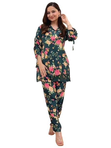 Leriya Fashion Kurta Sets for Woman | Kurti Set for Woman | Short Kurti for Women Latest | Kurtis | Anarkali Suit for Women | Dress | Ethnic Anarkali Straight Kurta Set with Palazzo Pants | Salwar Suit for Party Outfits