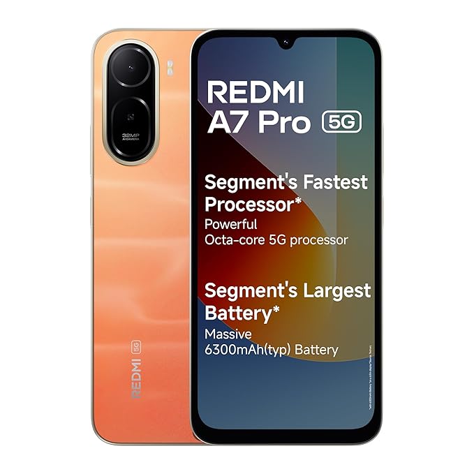REDMI A7 Pro 5G (Sunset Orange, 4GB RAM, 64GB Storage) | Segment's Fastest Processor | Segment's Largest Battery | Segment's Largest & Smoothest 6.9in 120Hz Display
