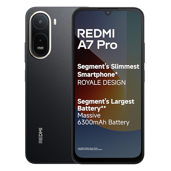 REDMI A7 Pro 4G (Black, 4GB RAM, 64GB Storage) | Segment's Slimmest Smartphone | Segment's Largest 6300mAh Battery | Segment's Largest 17.53cm and Smoothest 120Hz Display | Charger in the Box