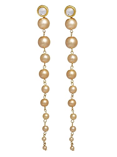 Karatcart Black Beads Long Drop Earrings For womens