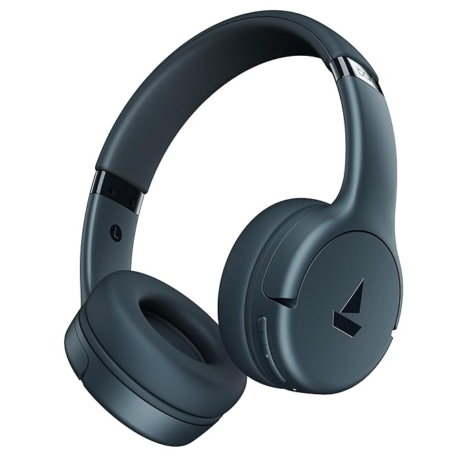 Boat Rockerz 411, 40Ms Low Latency, 40Hrs Battery, 40Mm Drivers, ENx Tech, Stream Ad Free Music via App Support, Bluetooth Headphones, Wireless Over Ear Headphone with Mic (Bold Blue)