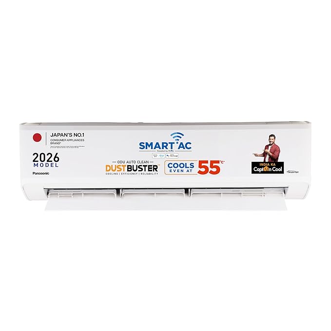 Panasonic 2.0 Ton 4 Star New Star rated Premium WiFi Inverter Smart Split AC (DustBuster Tech,Matter Enabled,AI,Higher Airflow, Copper Cond., 8in1 Convertible,4-Way,PM0.1 Filter,CS/CU-NU24BKY4W,White)