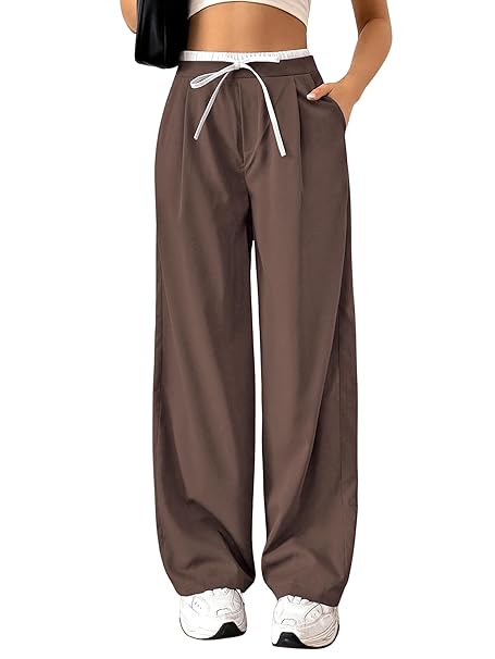 Leriya Fashion Women High Waist Wide Leg Trousers | Summer Stretch Poly Lycra Palazzo Pants | Casual, Office & College Outfits | Flared Korean Style | Available in Sizes 28 to 38