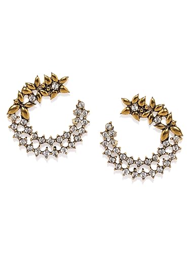 Zaveri Pearls Antique Gold Tone Floral Design Stud Earring For Women - ZPFK8054