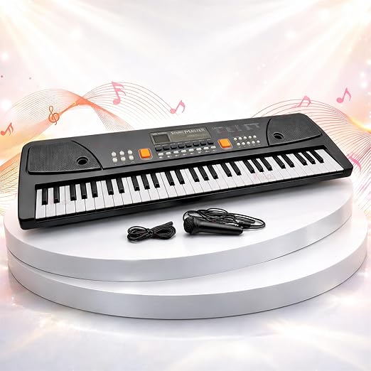 VikriDA Portable Electronic Keyboard - 61 Keys Keyboard for Beginner & Professional, with LCD Display & Microphone for Kids & Adults