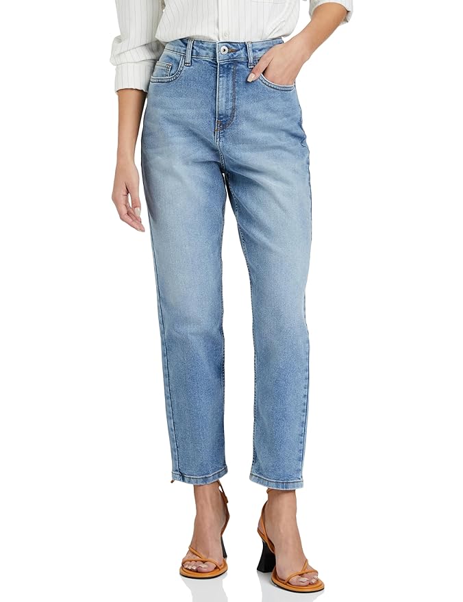 Amazon Brand - Symbol Women's MOM Fit Jeans (High Rise | Ankle Length) (Available in Plus Sizes)